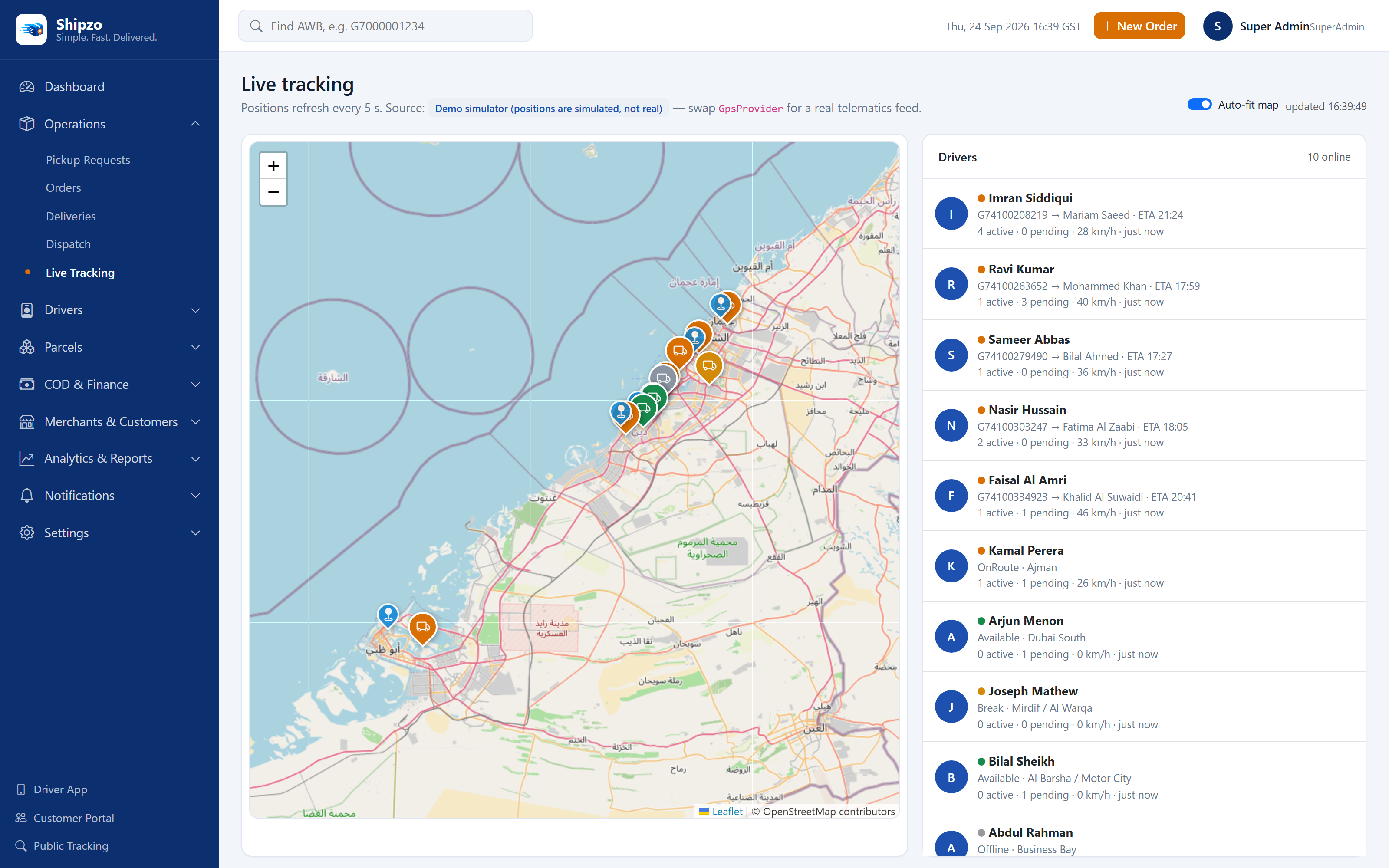 Live tracking