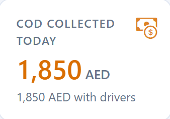 COD collected today 1,850 AED